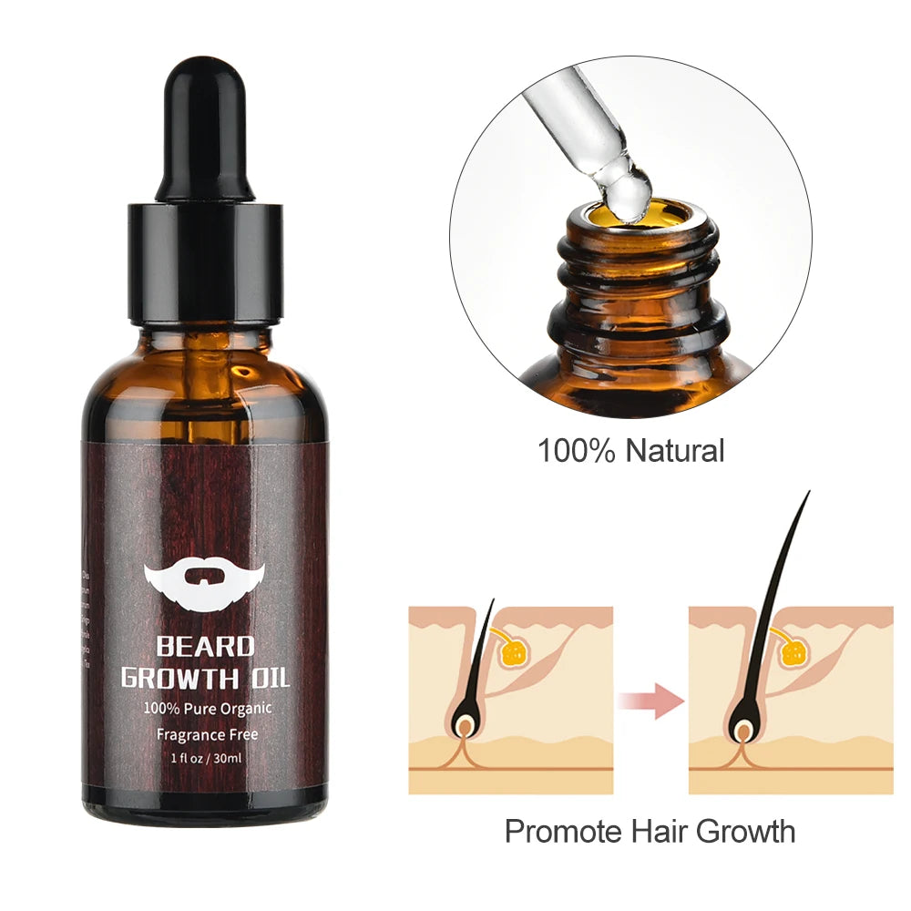 4 Pcs Beard Growth Enhancer Kit